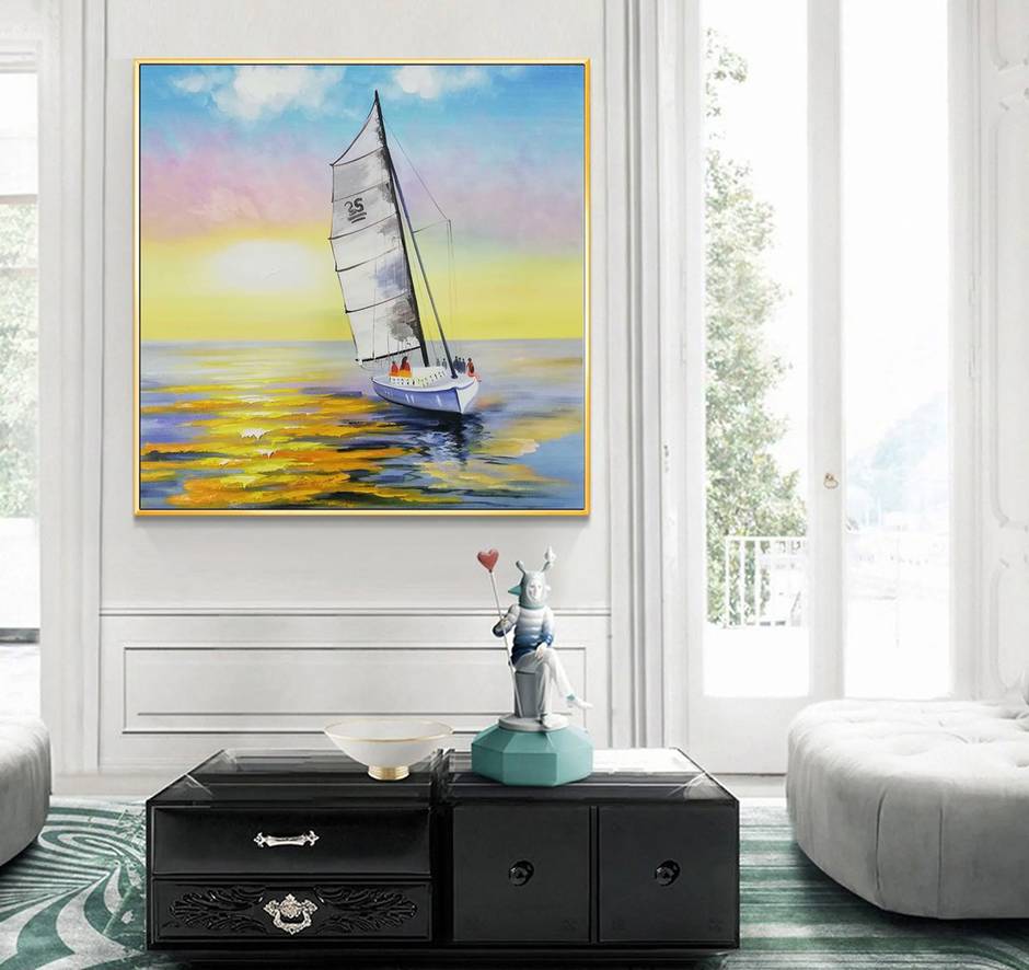 Yellow Original Hallway Dining Landscape Abstract Canvas Wall Art WLY5E